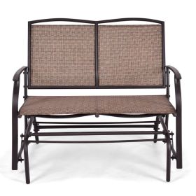 Iron Patio Rocking Chair for Outdoor Backyard and Lawn (Color: BROWN)