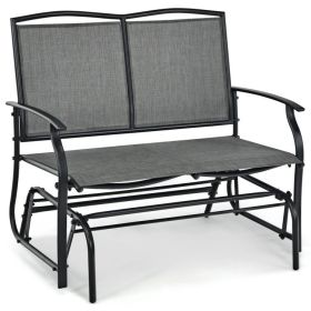 Iron Patio Rocking Chair for Outdoor Backyard and Lawn (Color: GRAY)
