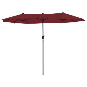 15 ft. Market No Weights Patio Umbrella 2-Side (Color: Red)