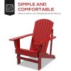 Outsunny Wooden Adirondack Chair, Outdoor Patio Lawn Chair with Cup Holder, Weather Resistant Lawn Furniture, Classic Lounge for Deck, Garden, Backyar