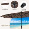 13FT Double-sided Patio Umbrella with Solar Lights for Garden Pool Backyard