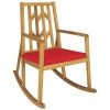 Patio Acacia Wood Rocking Chair Sofa with Armrest and Cushion for Garden and Deck