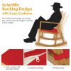 Patio Acacia Wood Rocking Chair Sofa with Armrest and Cushion for Garden and Deck