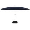 15 Feet Double-Sided Twin Patio Umbrella with Crank and Base