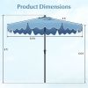 Outdoor 9 Feet Patio Umbrella with Crank Handle and Push Button Tilt