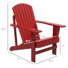 Outsunny Wooden Adirondack Chair, Outdoor Patio Lawn Chair with Cup Holder, Weather Resistant Lawn Furniture, Classic Lounge for Deck, Garden, Backyar