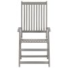 Patio Reclining Chairs 3 pcs with Cushions Solid Acacia Wood