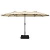 15 Feet Double-Sided Twin Patio Umbrella with Crank and Base