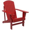 Outsunny Wooden Adirondack Chair, Outdoor Patio Lawn Chair with Cup Holder, Weather Resistant Lawn Furniture, Classic Lounge for Deck, Garden, Backyar
