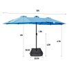15x9ft Large Double-Sided Rectangular Outdoor Twin Patio Market Umbrella with light and base